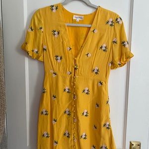 Privacy Please Yellow Embroidered Sun Dress XS
